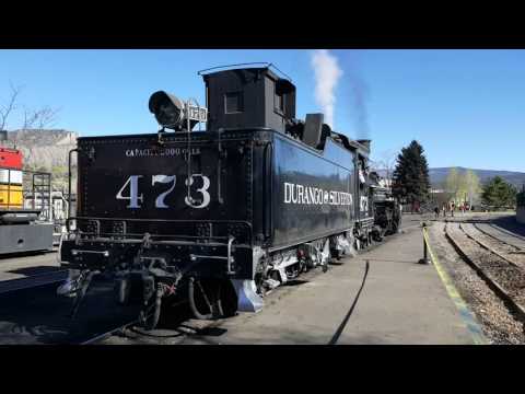 Coupling K-28 #473 on Durango & Silverton Narrow Gauge Railroad