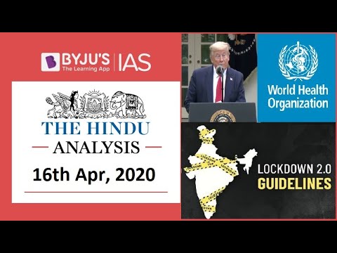 'The Hindu' Analysis for 16th April, 2020. (Current Affairs for UPSC/IAS)
