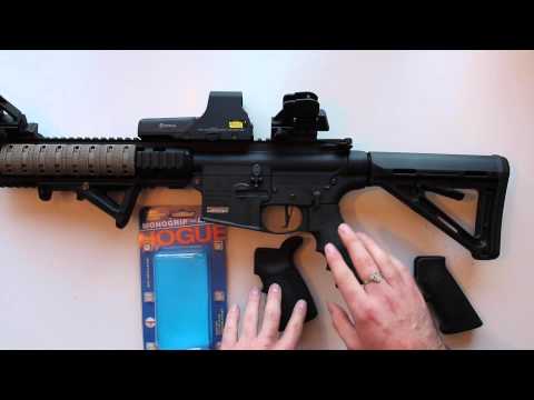 Hogue AR-15 Grip and Stock in Lava Red