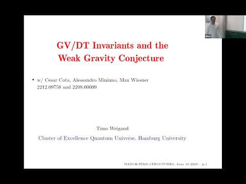 Timo Weigand - GV/DT invariants and the Weak Gravity Conjecture - 16.06.2023