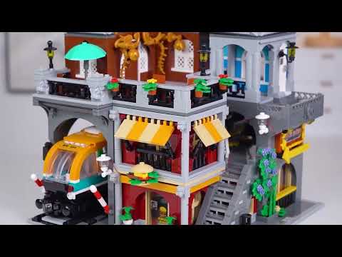 JIE STAR 89128 - Burger Shop Building Block with Light Street View 3289 Pcs Brick Toys