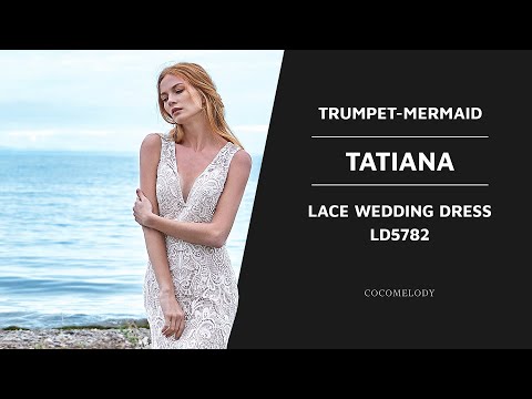 Dress TATIANA | Trumpet-Mermaid Cathedral Train Lace Wedding Dress LD5782 | COCOMELODY