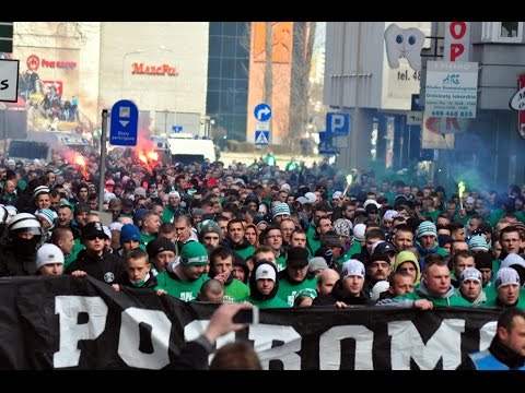 Przemarsz kibiców Radomiaka na derby przy Narutowicza (04.04.2015)