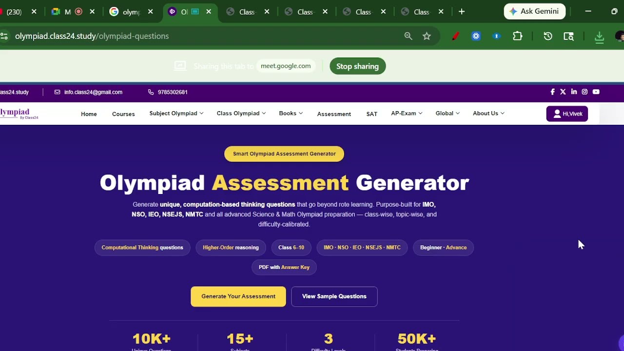 Assessment Generator – Smart Olympiad Question Builder