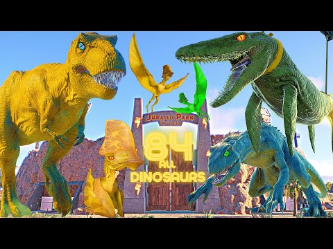 ALL 84 DINOSAURS - Jurassic World Evolution 2 & MOSASAURUS in Jurassic Park