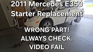 10-16 Mercedes E350 starter replacement guide. *VIDEO FAIL* **READ DESCRIPTION**