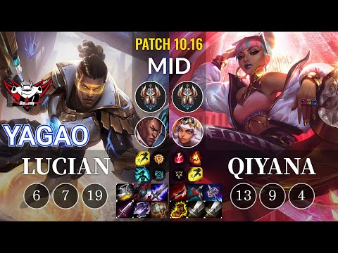 JDG Yagao Lucian vs Qiyana Mid - KR Patch 10.16