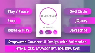 Stopwatch Counter UI Design with Animation In HTML,CSS,JAVASCRIPT &amp; JQUERY | Countdown Timer