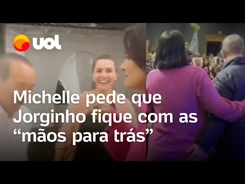 'Mãos para trás', pede Michelle Bolsonaro após "mão boba" de Jorginho Mello repercutir nas redes