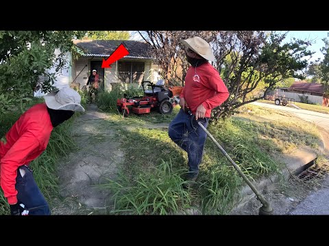 A Man BURST Out Of This VACANT Home In The Middle Of Us CUTTING The Yard