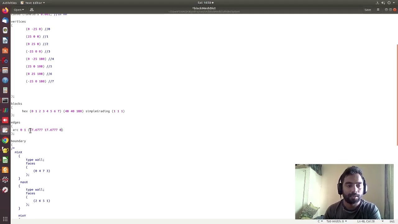 OpenFOAM : blockMeshDict (Learn how to use blockMeshDict for creating the cylinder) : Part 02