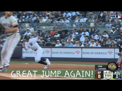 Anthony Volpe First Major League Hit!! Vs Giants