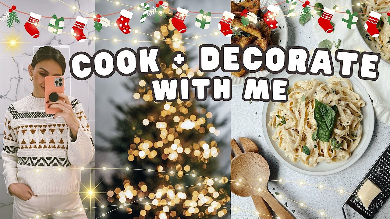 VLOG ~ MAKING DELICIOUS VEGAN FETTUCCINE ALFREDO 😋 AND DECORATING THE CHRISTMAS TREE🎄