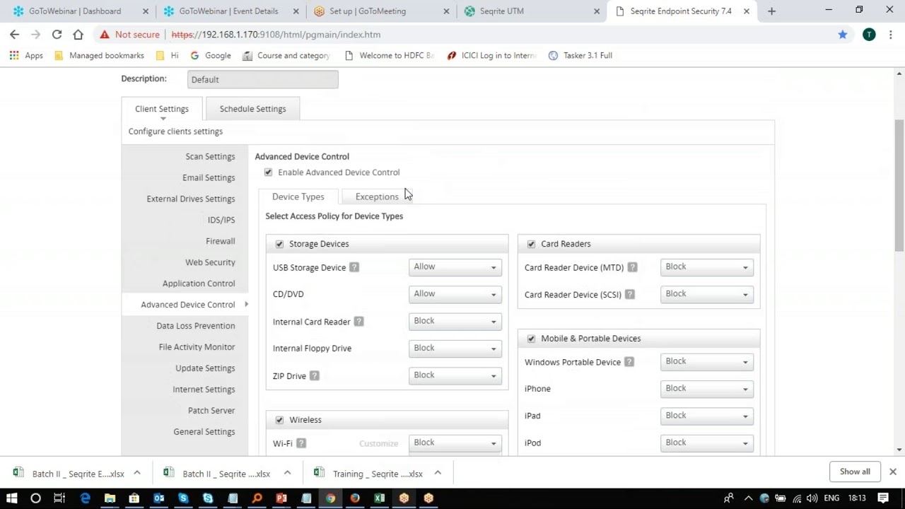 Seqrite EPS - Advanced Device control Configuration