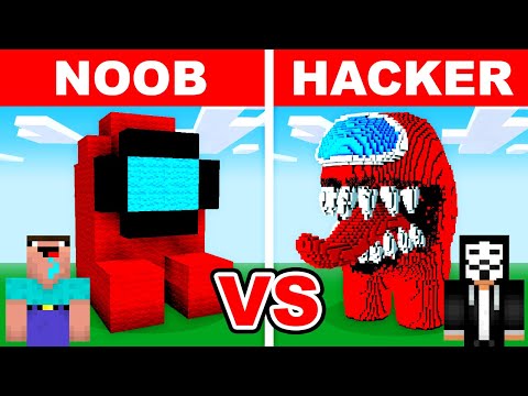 NOOB vs HACKER: I Cheated In a Among Us Build Challenge!