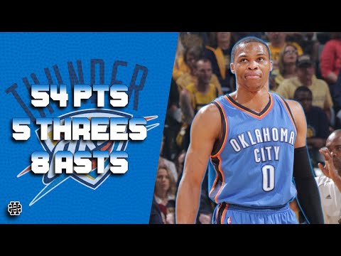 Russell Westbrook 54 pts 5 threes 8 asts vs Pacers 14/15 season