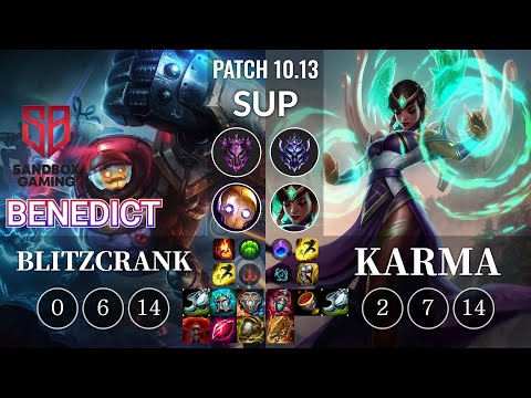 SB Benedict Blitzcrank vs Karma Sup - KR Patch 10.13