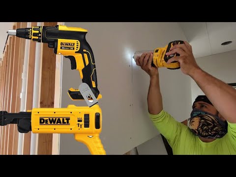 Dewalt drywall tools in action.
