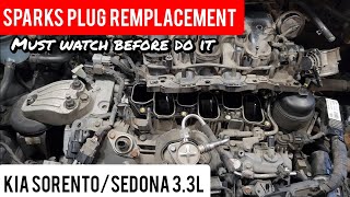 Spark Plugs Replacement Sorento / Sedona 2015 to 2021 - The most complete video on youtube