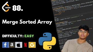 YouTube video 'Merge Sorted Array | Leet code 88 | Theory explained + Python code'