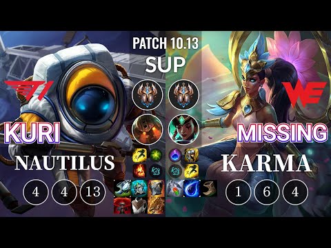 T1 Kuri Nautilus vs WE Missing Karma Sup - KR Patch 10.13