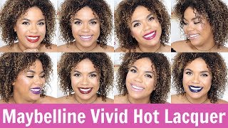 Maybelline Vivid Hot Lacquer Swatches ALL 12! Giveaway!  | samantha jane