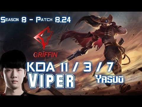 GRF Viper YASUO vs EZREAL ADC - Patch 8.24 KR Ranked