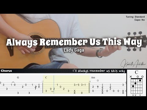 Always Remember Us This Way - Lady Gaga | Fingerstyle Guitar | TAB + Chords + Lyrics