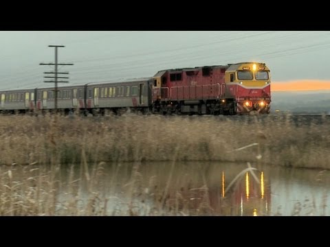 Trains in Australia - V/Line Diesel Locomotive N457 with Passenger Train - PoathTV