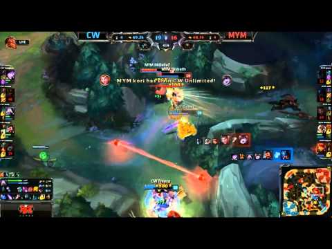 CW Freeze Graves Quadrakill - CW vs MYM Game 2 (EU LCS Spring 2015)