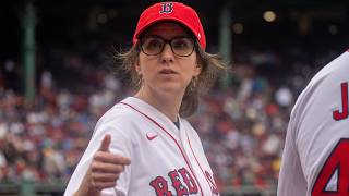 Survivor winner Aubry Bracco throws first pitch in Boston | MLB Highlights