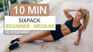 10 MIN SIXPACK WORKOUT - BEGINNER TO MEDIUM LEVEL, including breaks / No Equipment I Pamela Reif