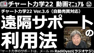 【チャート力学22動画マニュアル】第12回。電話サポート、メールサポートで、どうしても解決しない問題が発生した場合は、「遠隔サポート」を利用してください。どんな問題も解決する遠隔サポートの利用法です。