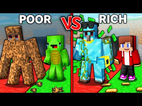 JJ and Mikey : POOR vs RICH Steal an IRON GOLEM in Minecraft ! - Maizen