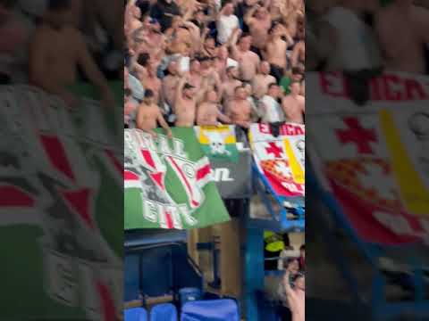 Shirtless Legia Warsaw Fans Chanting at Chelsea