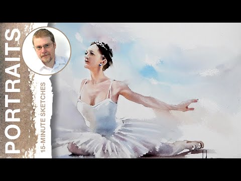 #208 Swan Lake Rehearsal (Watercolor Portrait Tutorial)