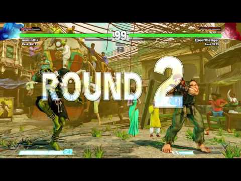 maninthe (dhalsim) vs Eyeofthetiger psn id: TooLVolta (Ryu) Street Fighter 5