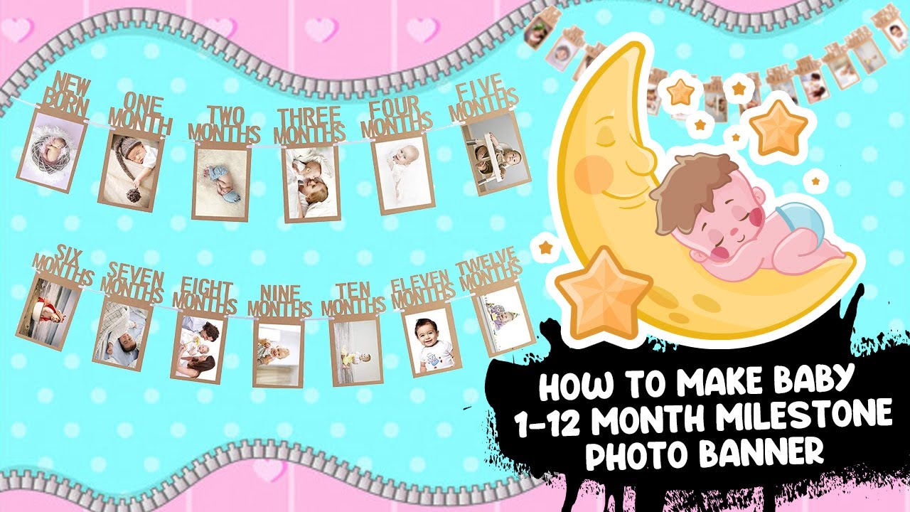 How to make Baby First Birthday Banner | Baby 12 months milestone photo banner