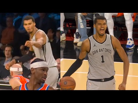 Wemby taunts Caruso and was hyped after Chet Holmgren missed clutch free throw 😂