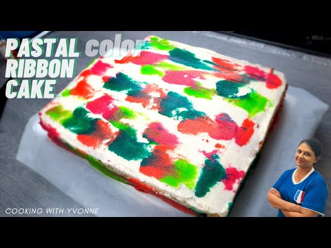 Pastel Colour Ribbon Cake - Cooking With Yvonne
