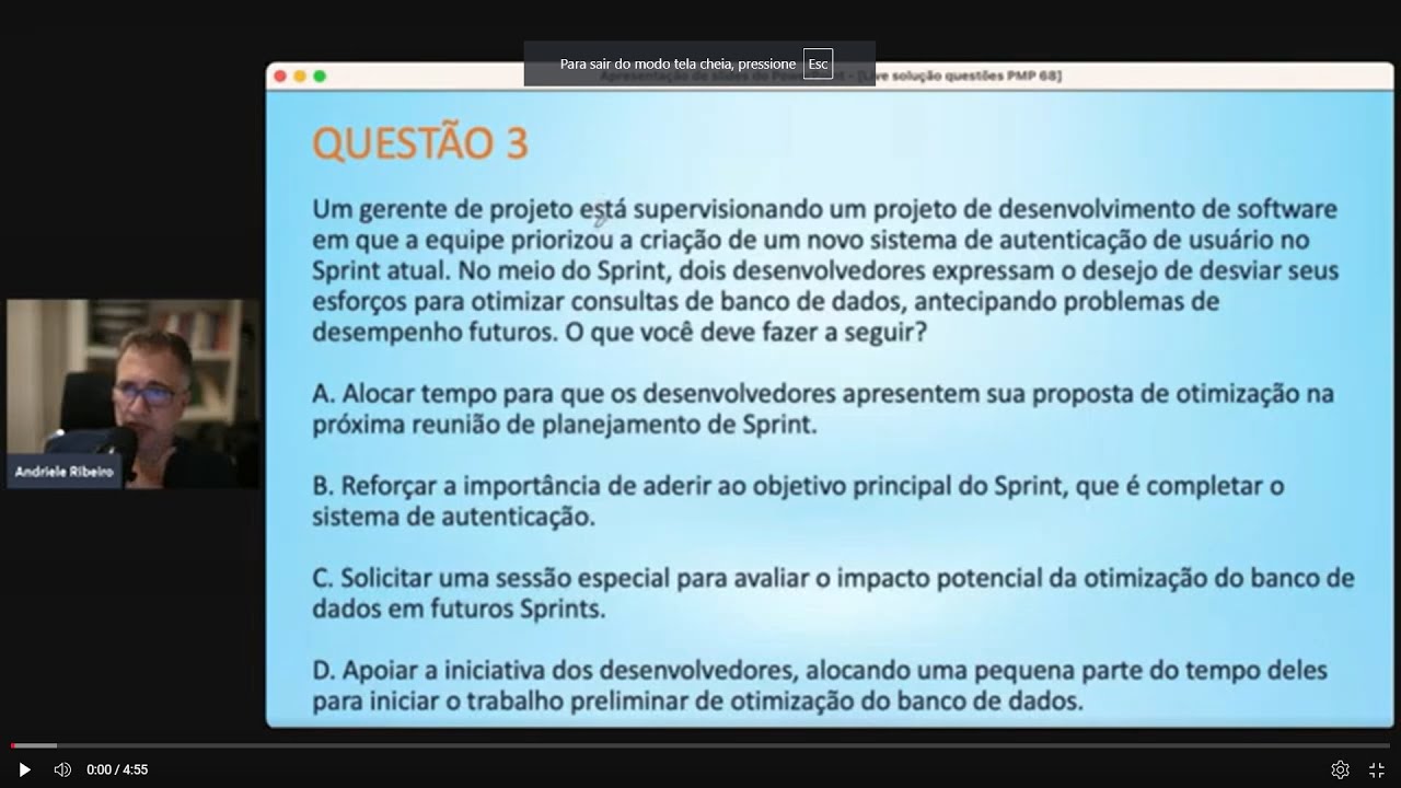 Questão Certificação PMP - 12/11/2024 (Terça-Feira)
