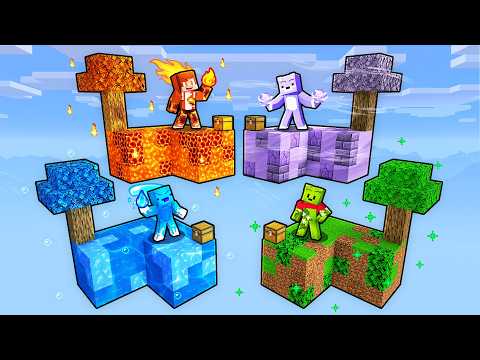JJ and Mikey Survive On ELEMENTAL SKYBLOCKS in Minecraft!
