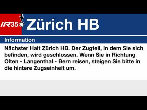SOB Ansagen » IR35 Zugteil bleibt in Zürich HB | Aare Linth | SLBahnen