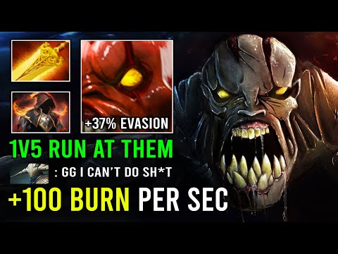 WTF +100 Radiance Flames Cloak Burn DPS Lifestealer 1v5 Run At Them 37% Evasion vs Sven Carry Dota 2
