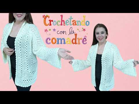 ⭐⭐⭐⭐⭐Teje hermoso kimono a crochet (hexagono alargado) facil y rapido con la comadre