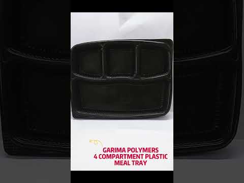 4 Compartment Meal Tray With Lid BLACK BIG