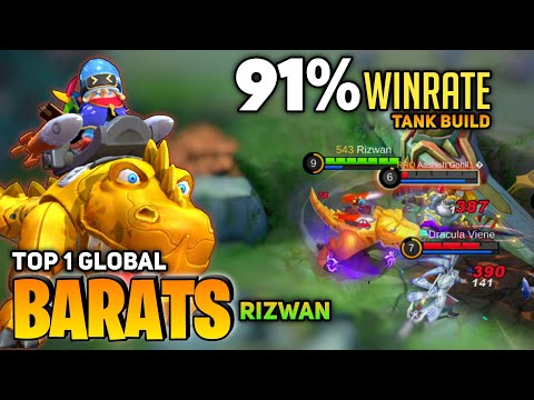 91% WINRATE! Barats Support Tank Build [Top 1 Global Barats] by Rizwan - Mobile Legend