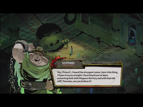 Sisyphus heard the strangest rumor that Zagreus is consorting with both Megaera and Thanatos