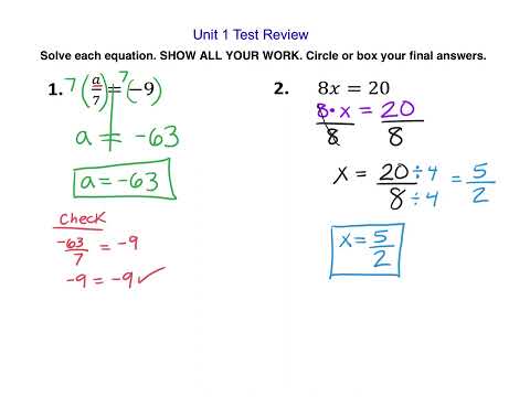 #1 - 4 Solutions: Unit 1 Test Review
