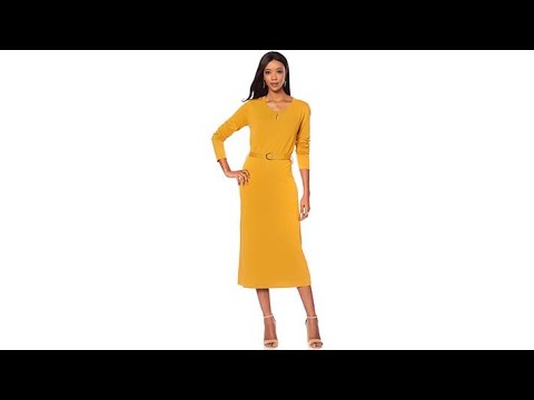 Antthony "Check Me Out" Knit Midi Dress with Keyhole